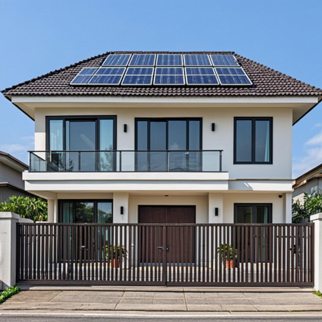 Contoh ilustrasi: Rumah 2 Lantai — tipe properti rumah yang dapat dirancang solusi PLTS-nya
